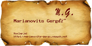 Marianovits Gergő névjegykártya
